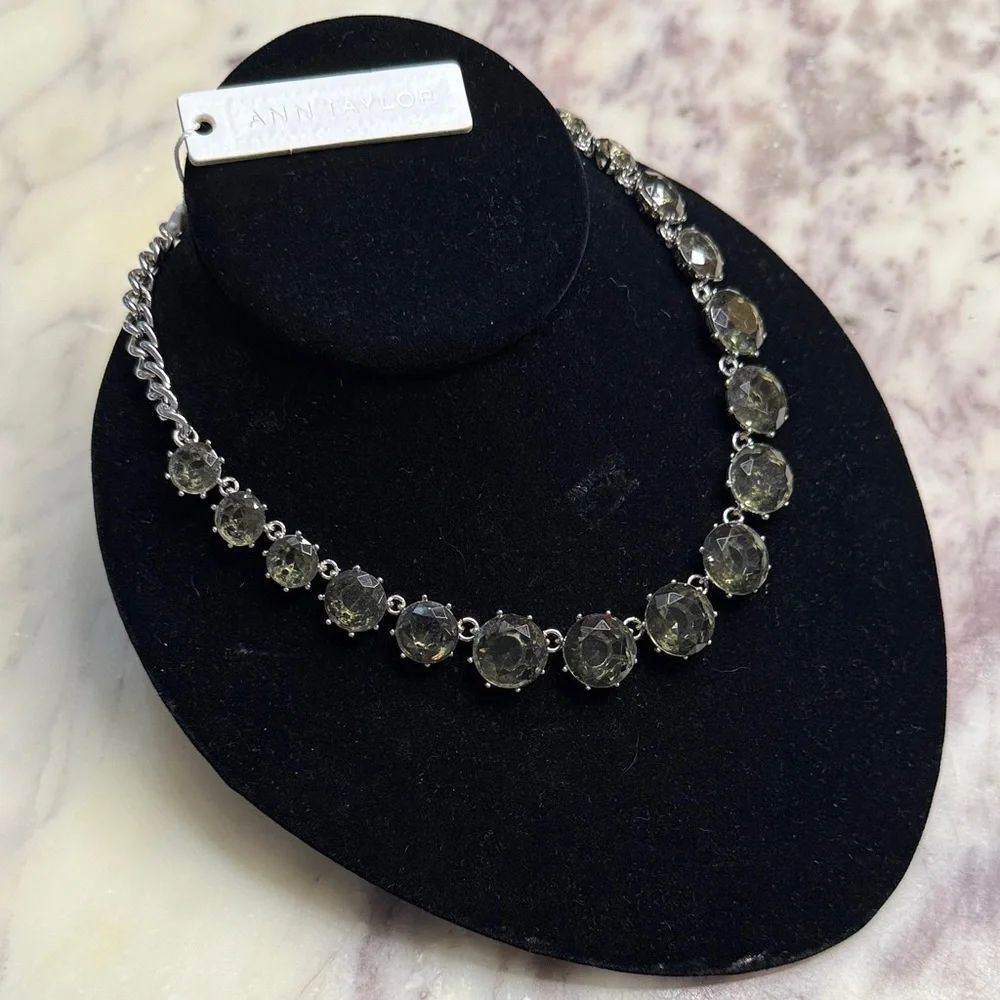 Ann Taylor Silver-Tone Crystal Statement Necklace